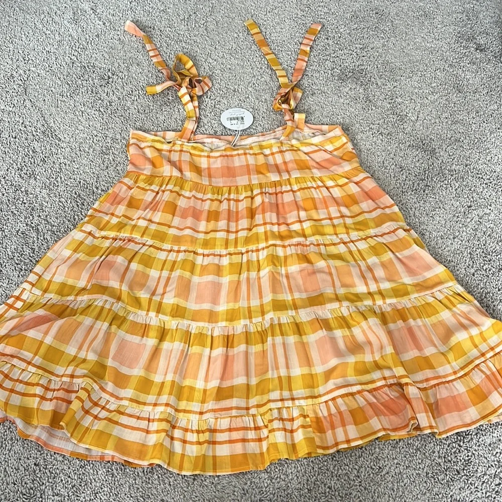 Petal & Pup Yellow and Peach Plaid Mini Dress - Picture 12 of 15